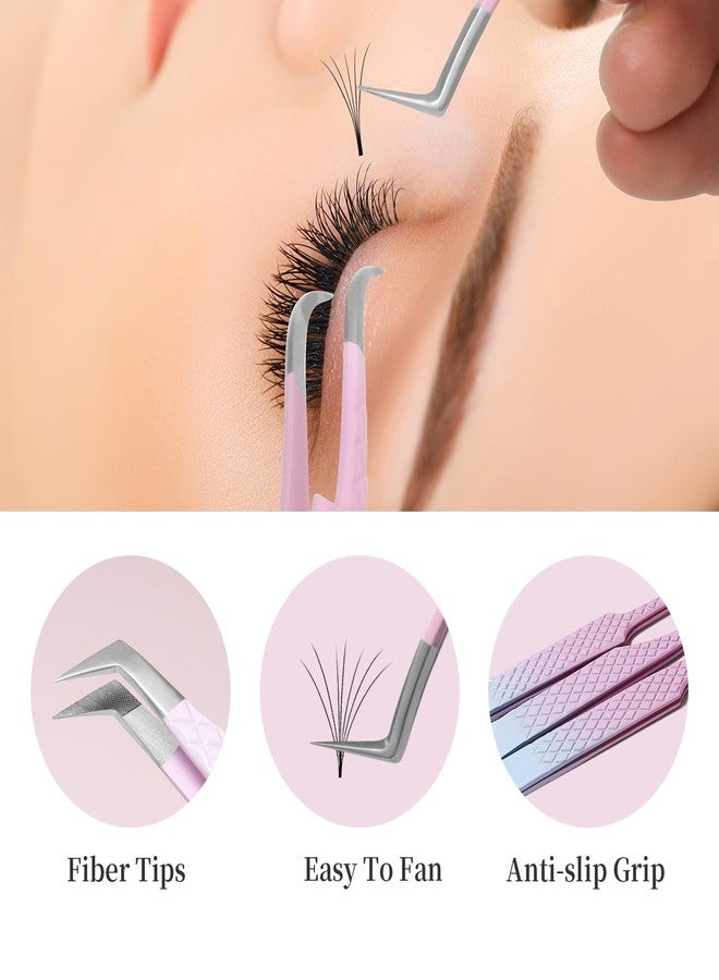 ANNAFRIS Eyelash Extension Tweezers,Fiber Tip Grip Boot Volume Lash Tweezers,Professional Pointed Lash Extension Tweezers for Easy Lash Application and Removal(4Pcs-F03/04/07/08) - Image 5